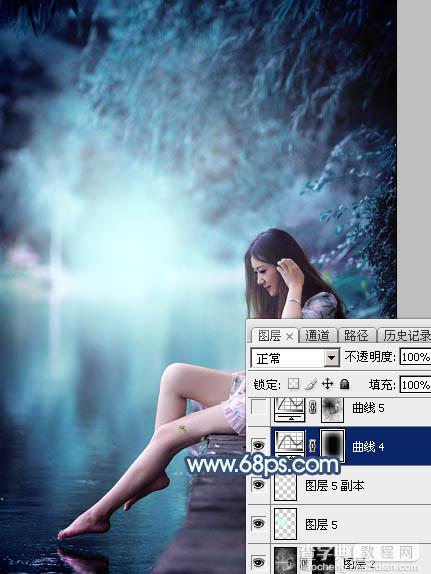 Photoshop调制出魔幻的青蓝色水景人物图片44