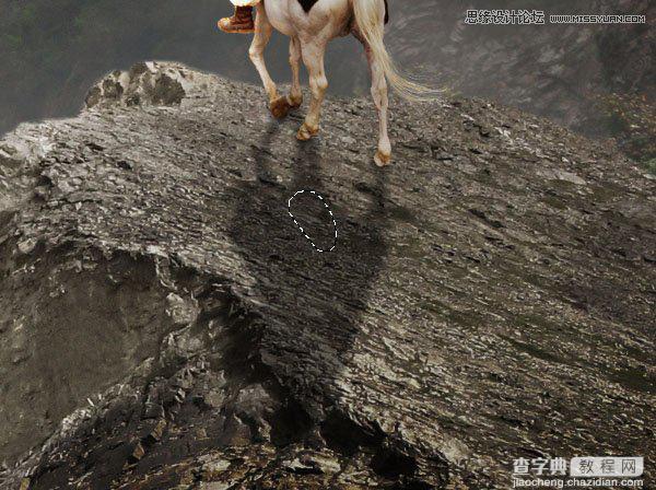 Photoshop合成骑着白马的骑士在山谷中瞭望远方68