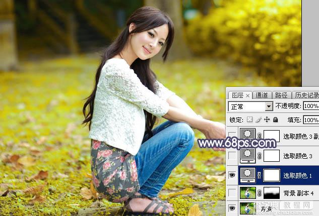 Photoshop为草地人物图片打造出柔和的秋季淡黄色6