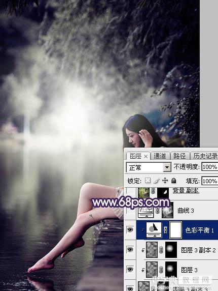 Photoshop将水景人物图片打造出唯美的中性冷褐色24