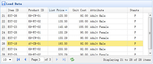 jQuery EasyUI学习教程之datagrid点击列表头排序1