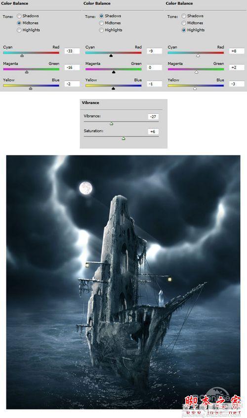 Photoshop合成制作出在海上漂泊的幽灵鬼船63