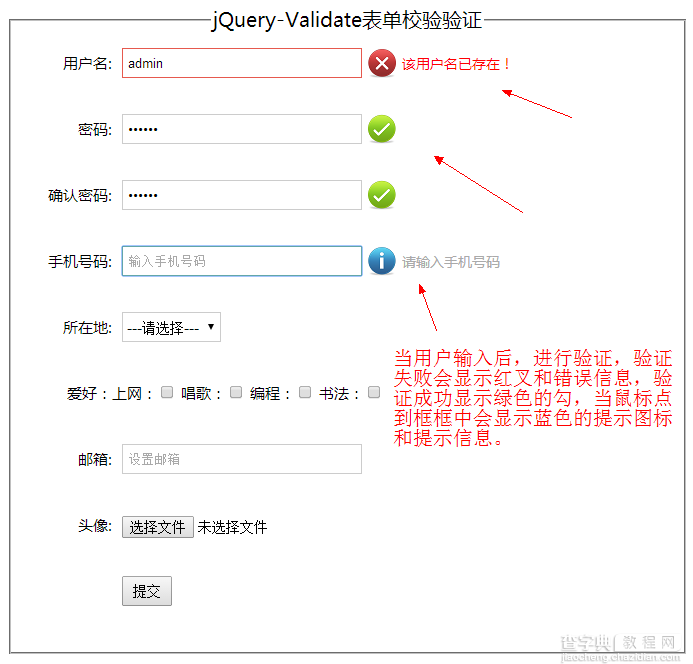 jQuery验证插件validate使用方法详解1
