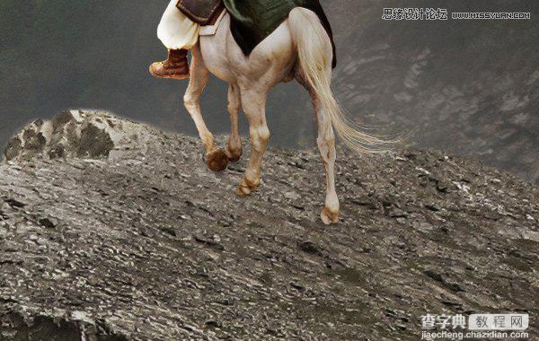Photoshop合成骑着白马的骑士在山谷中瞭望远方61