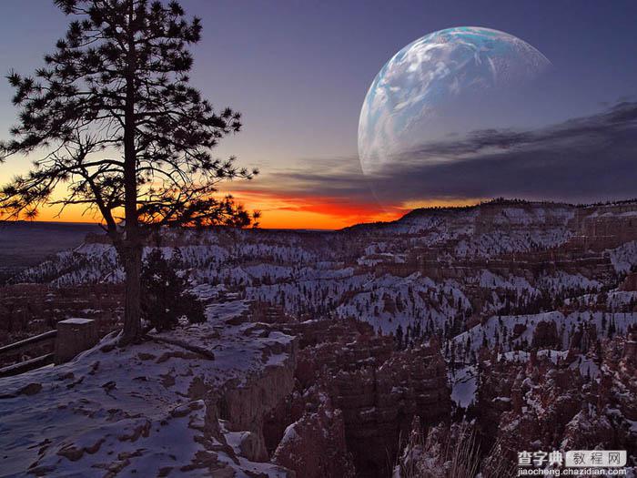 Photoshop为霞光图片增加漂亮的行星特效10