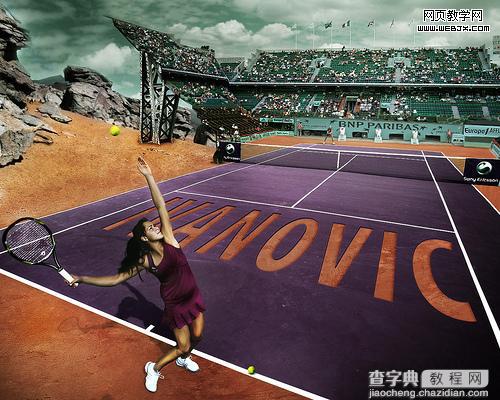 Photoshop合成户外体育馆羽毛球比赛图片14