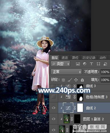 Photosho调制出暗调冷色调树林中人物图片27