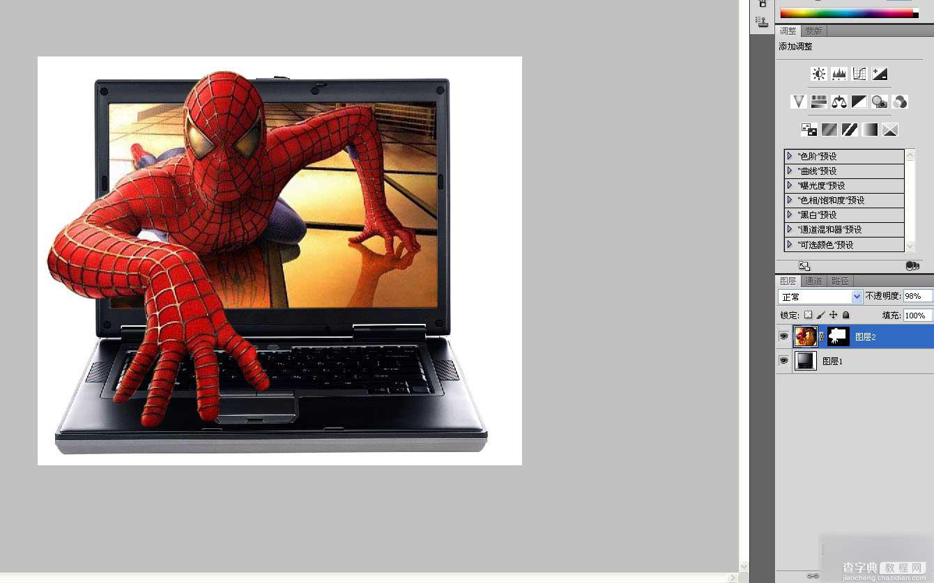 PS合成超逼真的蜘蛛侠钻出屏幕的3D特效教程7