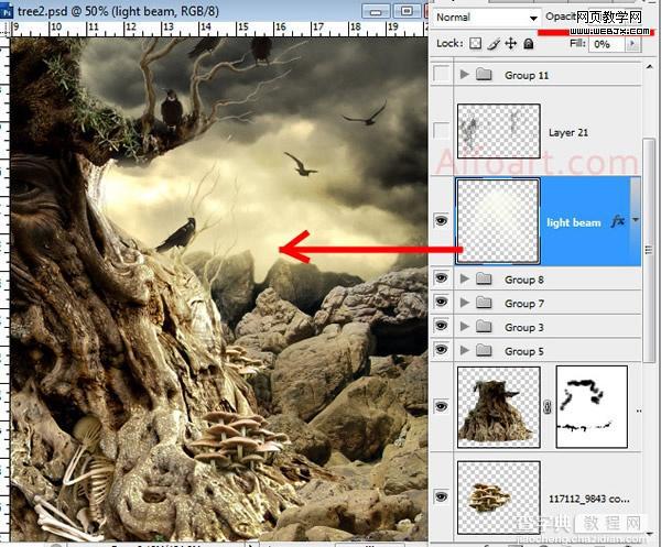 photoshop 合成恐怖的树怪21