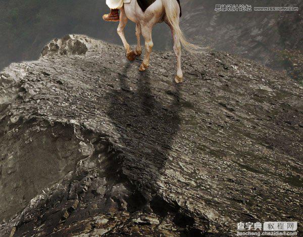 Photoshop合成骑着白马的骑士在山谷中瞭望远方67
