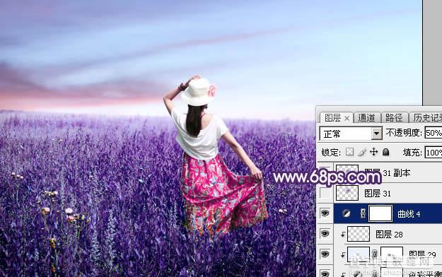 Photoshop调制出魔幻的蓝紫色草原人物图片44