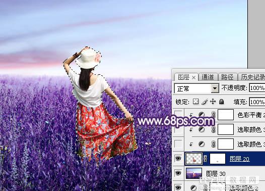 Photoshop调制出魔幻的蓝紫色草原人物图片34