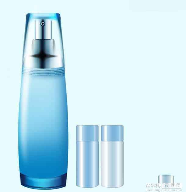 Photoshop绘制清新风格的蓝色化妆品包装瓶29