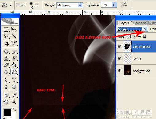 photoshop 合成带有骷髅头像的烟雾7