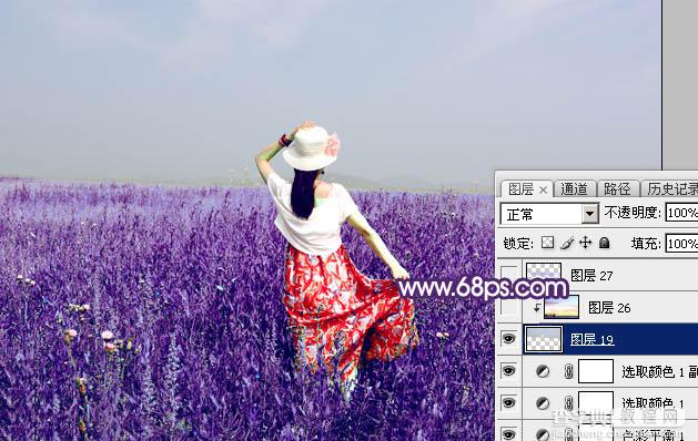 Photoshop调制出魔幻的蓝紫色草原人物图片23