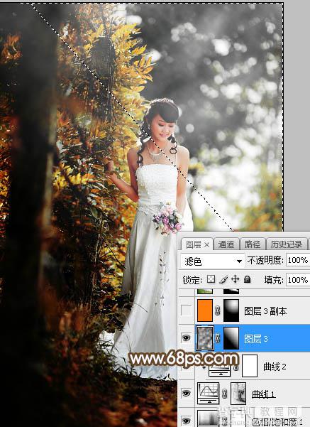 Photoshop将树林婚片调制出灿烂的阳光暖色15