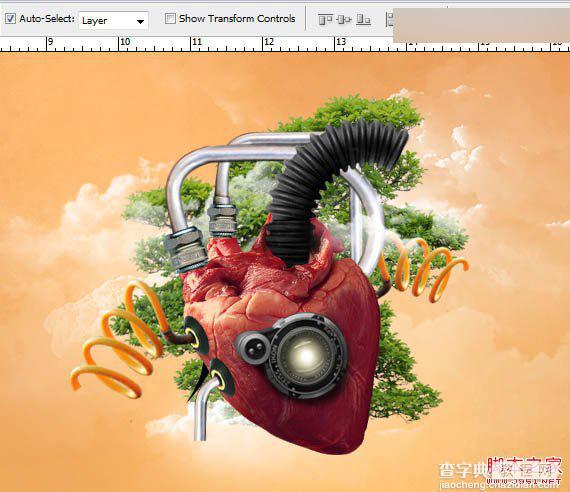 Photoshop合成创意抽象的机械人心脏效果图48