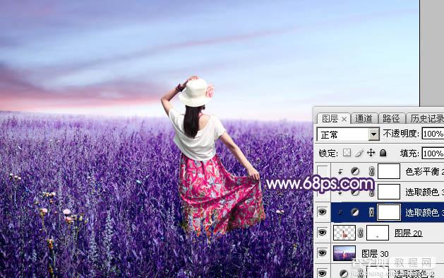 Photoshop调制出魔幻的蓝紫色草原人物图片37