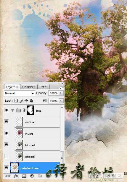 photoshop 合成疯狂的水彩画11