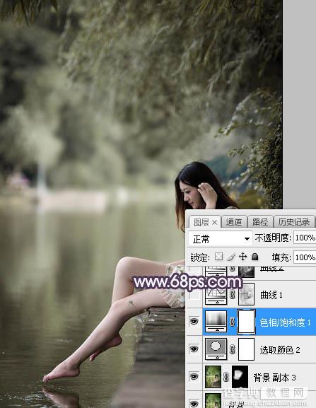 Photoshop调制出梦幻中性蓝紫色夏季水边人物图片10