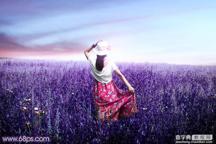 Photoshop调制出魔幻的蓝紫色草原人物图片2