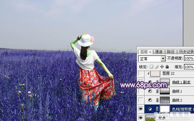 Photoshop调制出魔幻的蓝紫色草原人物图片4