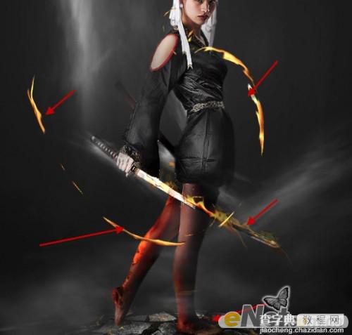 photoshop将美女图片合成制作出超酷的火焰武士33