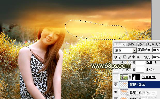 Photoshop将绿竹边的人物图片调出唯美的秋季霞光色29