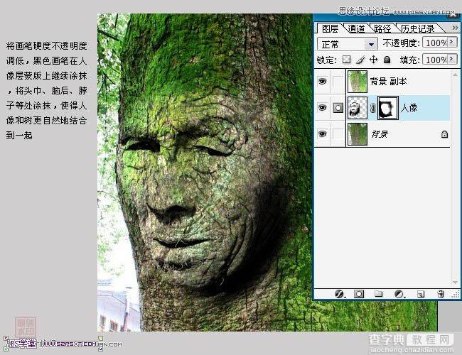 photoshop将人像合成到古树里面的教程6