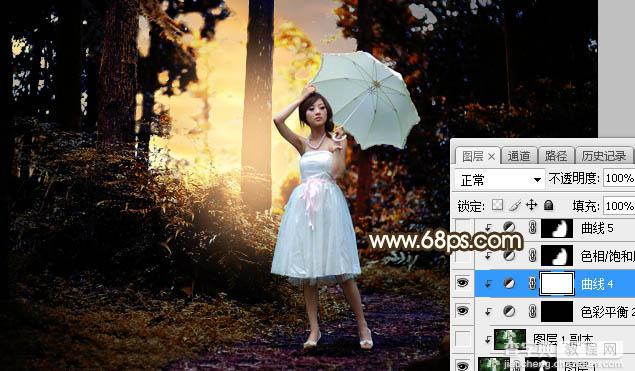 Photoshop调制出阳光效果树林的逆光人物图片27