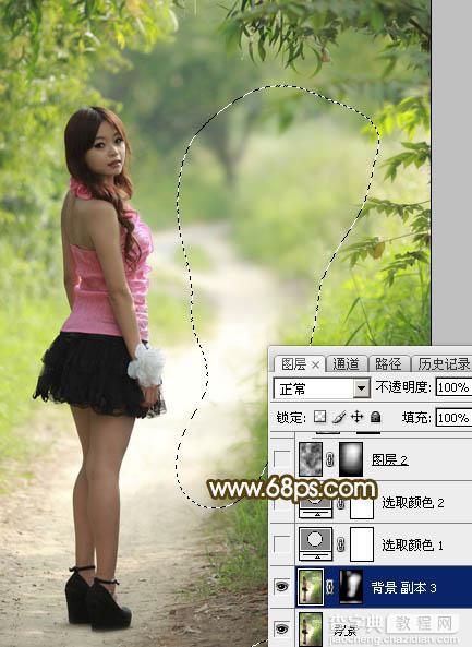 Photoshop为树林人物图片调制出淡美的秋季黄褐色3