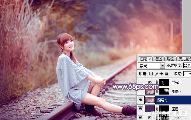 Photoshop为外景人物图片打造唯美的秋季紫红色34