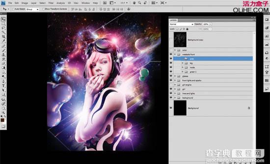 PS合成炫酷科幻星光美女海报教程55