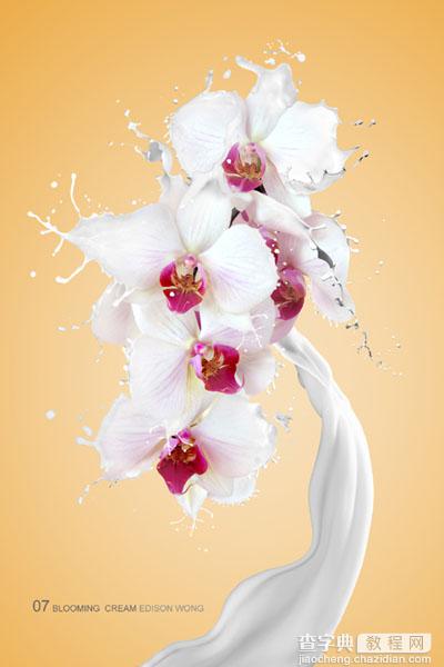 photoshop合成动感的牛奶花朵1