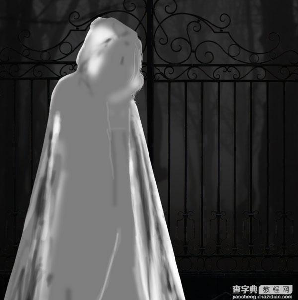 PS合成幽灵站在铁门旁的恐怖场景28