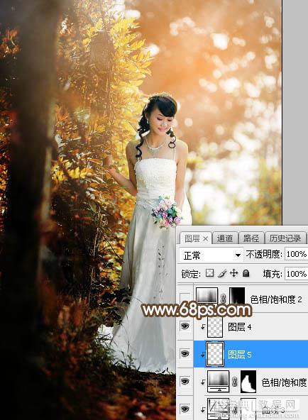 Photoshop将树林婚片调制出灿烂的阳光暖色22