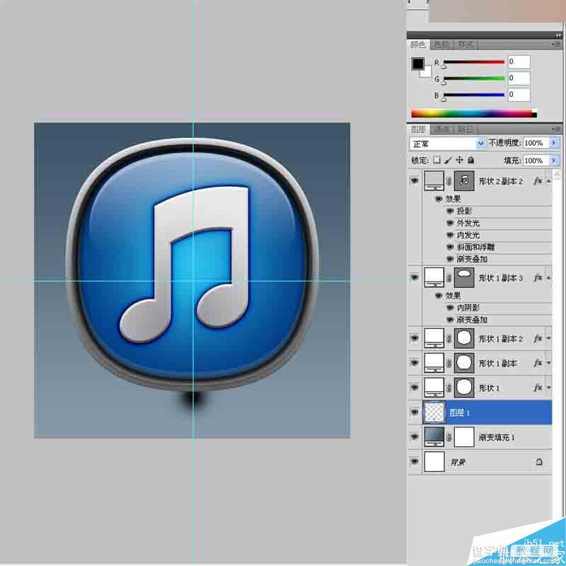 PS图层样式绘制一枚经典大气的立体iTunes图标49