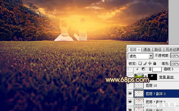 Photoshop调出灿烂的秋季晨曦色草地上的情侣图片28