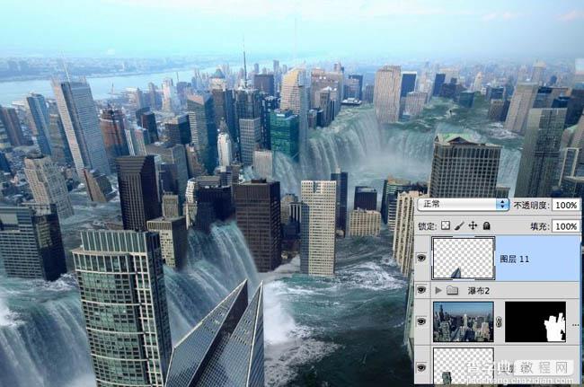 photoshop合成科幻的洪水蔓延的城市11