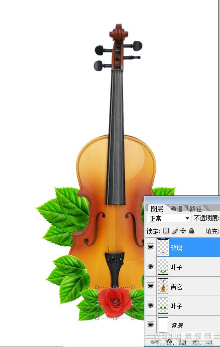 photoshop 用玫瑰装饰吉它效果5