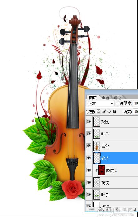 photoshop 用玫瑰装饰吉它效果10