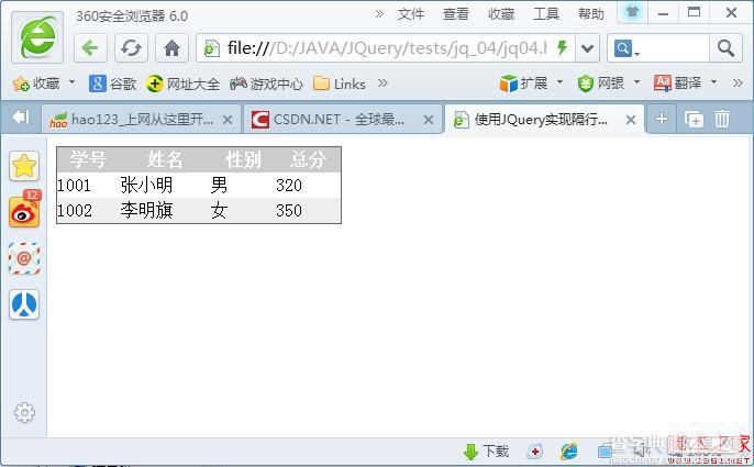 jquery入门—选择器实现隔行变色实例代码1