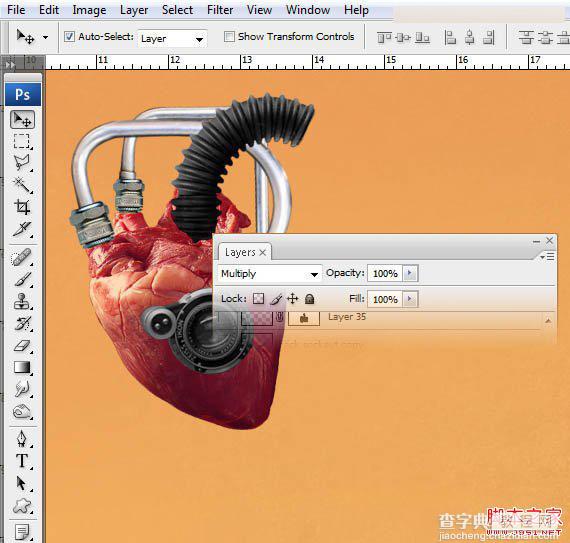 Photoshop合成创意抽象的机械人心脏效果图29