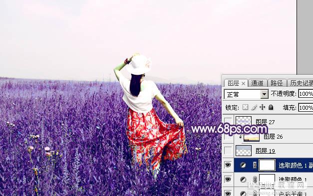 Photoshop调制出魔幻的蓝紫色草原人物图片20