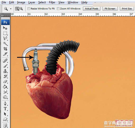 Photoshop合成创意抽象的机械人心脏效果图24