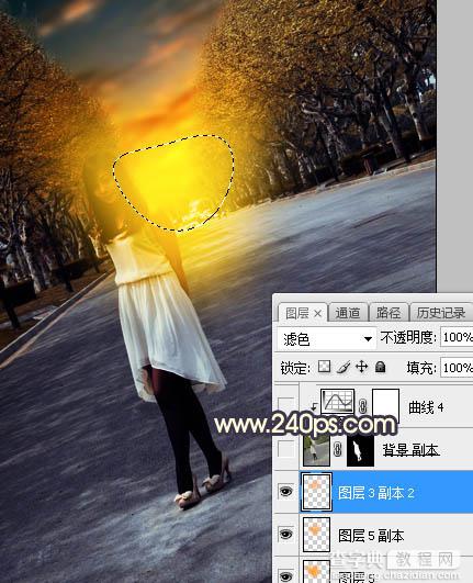 Photoshop调制出暗黄色逆光水泥路面上人物图片19