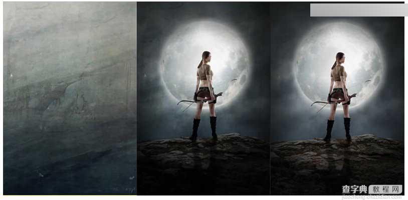 Photoshop合成月亮下拿着弓箭的超酷女战士17