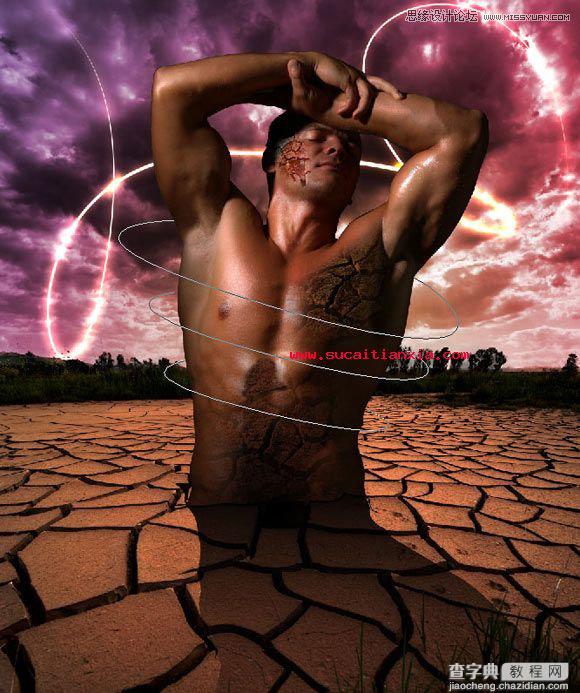 Photoshop图片合成从大地里出生的大力士教程20