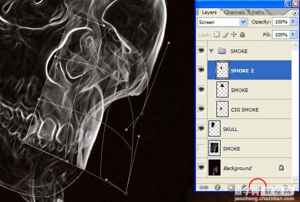 photoshop 合成带有骷髅头像的烟雾22