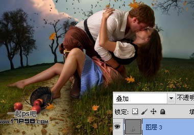 photoshop合成制作出朦胧月光下在草地情侣亲吻场景16